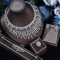 New Trendy Luxury Jewelry Sets For Women Necklace Wedding Zircon CZ African Dubai Bridal Jewelry Set Banquet Dance Party Gifts