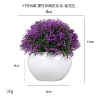 【HOT】 Artificial potted cross-border desktop plant fruit grass simulation semi-circular ceramic artificial bonsai