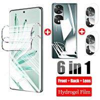 [CNIU digital accessories] 6 IN 1 2ชิ้น Frront กลับฟิล์มไฮโดรเจลบนสำหรับ Honor 70 Pro 60 X9 X8 X7 4กรัม5กรัม X40 X30ป้องกันหน้าจอกล้องเลนส์แก้ว