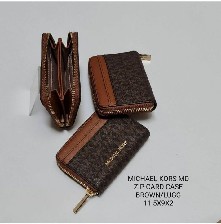 Michael Kors Jet Set Travel Small Top Zip Coin Pouch ID Holder Wallet Brown   eBay