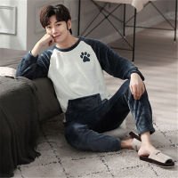 Mens Winter Pajamas 2020 New Autumn Flannel Sleepwear Male Thick Plus Size Pyjamas Nightie Boy Casual Cute Cartoon Homewear