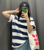 Uniqlo Sanlitun mens/womens 2022 summer couple style loose striped round neck short-sleeved T-shirt 449849