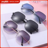 PING3693 การป้องกัน UV400 แว่นกันแดดทรงหกเหลี่ยม กรอบโลหะโลหะ รูปหลายเหลี่ยมเฉดสี แฟชั่นสำหรับผู้หญิง แว่นตาสำหรับแว่นตา สำหรับผู้หญิงและผู้ชาย