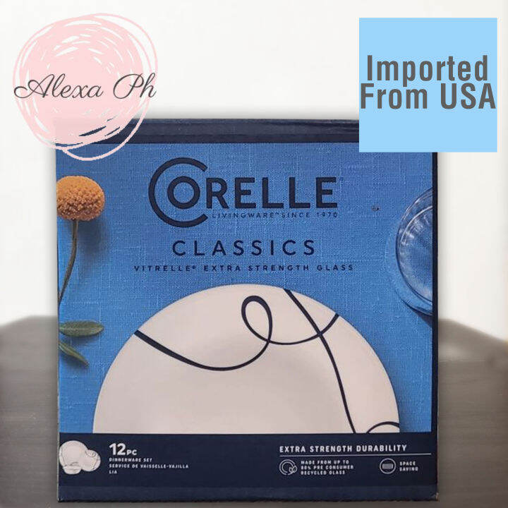 Corelle Classic, LIA, Dinnerware Set (12 pc Set 4 Appetizer Plates, 4