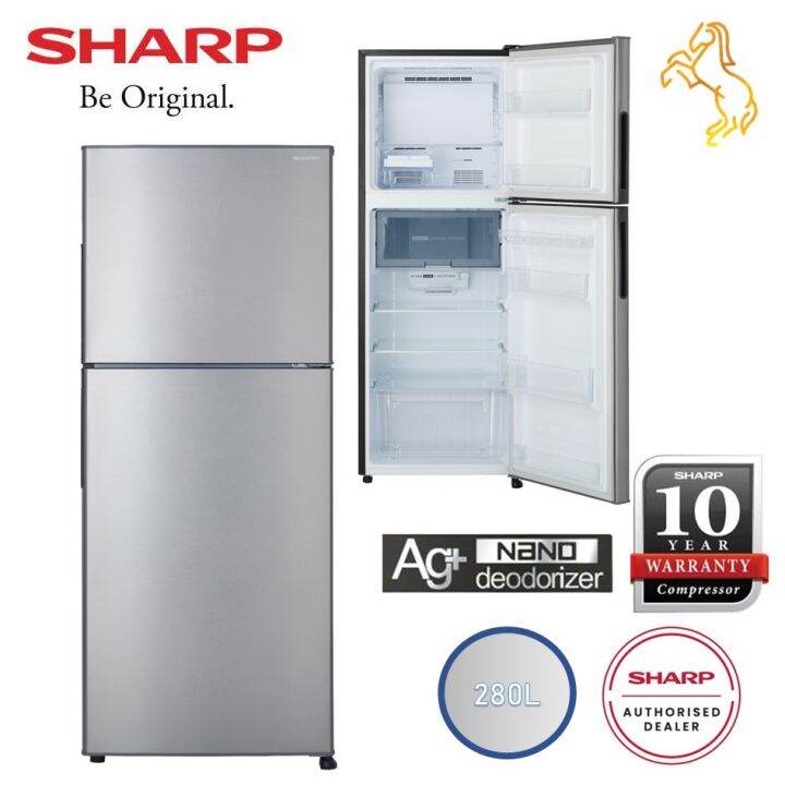 sharp 280l 2 door fridge sj285mss