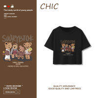 เสื้อสั้นหลวม CHIC หมีน่ารักพิมพ์เสื้อยืดแขนสั้น T0378