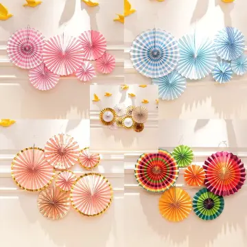  Paper Flowers Decorations for Wall Blue Paper Fans