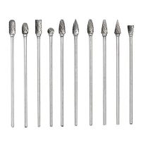 10Pc 6 Inch Long Double Cut Tungsten Solid Carbide Rotary Burrs Set 1/8 Inch(m) Shank Twist Drill Bit for Rotary Tools