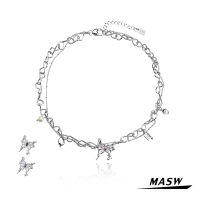 MASW Original Design Women Necklace Popular Style High Quality ss Metal One Layer Butterfly Pendant Necklace Fashion Jewelry