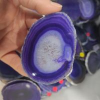 1Pcs Natural Agate Slices Coaster Polished Purple Agate Slice+Stents