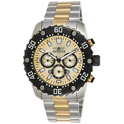 Invicta Mens Pro Diver Stainless Steel Quartz Watch with Two-Tone-Stainless-Steel Strap, 24 (Model: 22519)