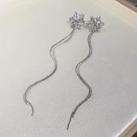 [COD] Korean diamond studded snowflake tassel ear clip fashion light luxury no piercing bone personality temperament all-match earrings wholesale