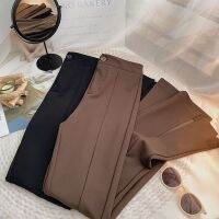 [COD] Womens tight-fitting elastic high-waist trousers autumn 2022 new Korean style casual slimming all-match black bootcut