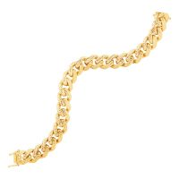 สร้อยข้อมือทองคำแท้14k  แบบโซ่ขอบกว้าง (เวลาจัดส่ง 7-10 วัน) 14k Yellow Gold Textured Wide Curb Chain Bracelet