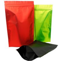 100pcs Standing Up Aluminum Foil Zip Lock Bags Matt Finish in Black/Red/Green Color Platic Zipper Close Grocery Packing Pouch