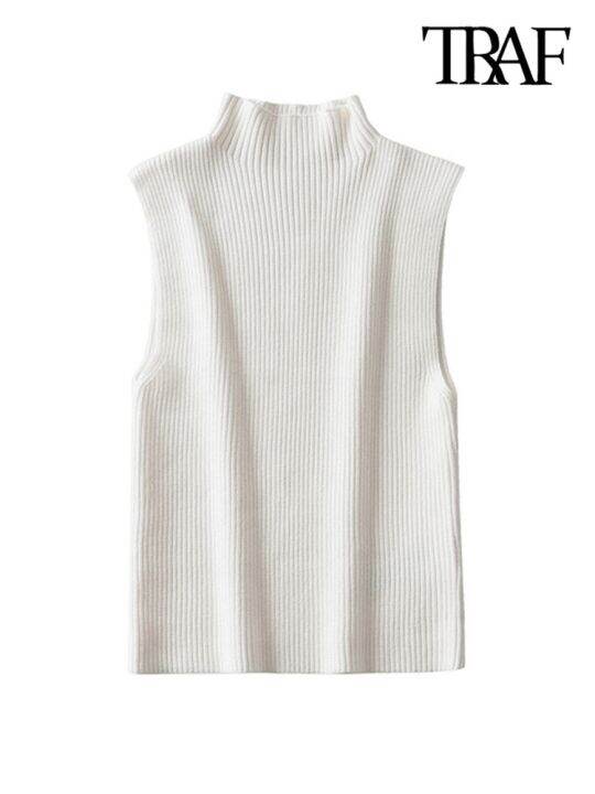 traf-women-fashion-fitted-basic-ribbed-knit-tank-tops-vintage-high-neck-sleeveless-female-camis-chic-vest-top-mujer