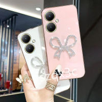 เคสโทรศัพท์แฟชั่นสำหรับ VIVO Y27 Y78 Y02A Y02T V27e Y77 4G 5G 2023ใหม่สีชุบเคสโทรศัพท์ฝาหลังขอบประดับพลอยเทียมปลอกอ่อน VIVOY78