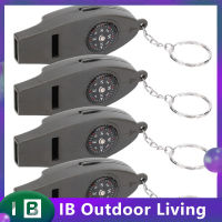 4Pcs Outdoor Survival Whistle แบบพกพา Multifunctional ฉุกเฉินนกหวีดพร้อมเข็มทิศแว่นขยาย