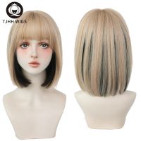 7JHH WIGS Short Bob Straight Ombre Blonde Wigs With Bang For Girl Black Female Synthetic Shoulder Length Crochet Hair Ginger Wig [ Hot sell ] TOY CENTER