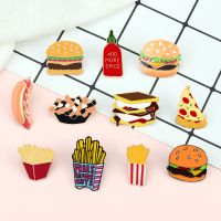 【DT】hot！ Cartoon Foods Brooch French fries Hamburger Pizza Enamel Badge Sandwich Salad Hot Dog Lapel Pin Jewelry for Friend