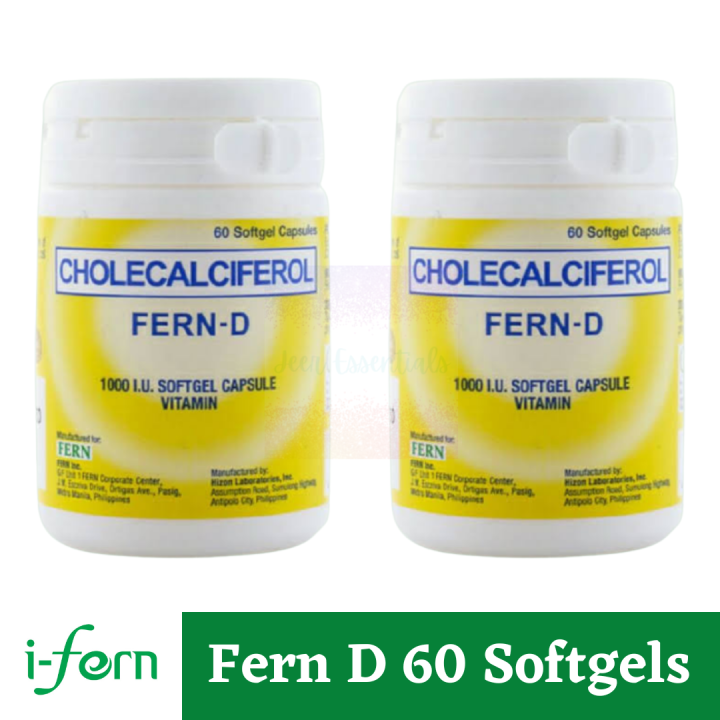 IFERN Fern D Vitamin D3 1000 IU 60 Softgels per Bottle Cholecalciferol ...