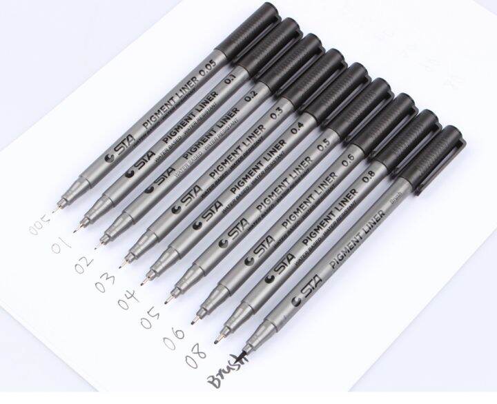 sta-8050-needle-pen-set-sketch-comics-pen-pigment-liner-0-05-0-1-0-2-0-3-0-4-0-5-0-6-0-8-brush-water-based-drawing-stationery