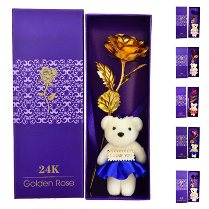 rose-valentines-day-gift-golden-rose-flower-with-little-bear