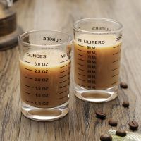 Glass Espresso Ounce Measuring Cup 90ml Double Scale Round Oz Water Cup Thick Bottom Baking Coffee Red Black Transparent Jigger