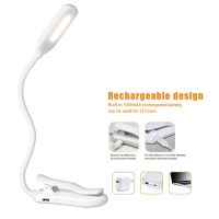 7LED Night ABS Desk Reading Light 360 Degree Flexible USB Rechargeable Book Lamp Clip On Mini Eye Care 3-Level Brightness