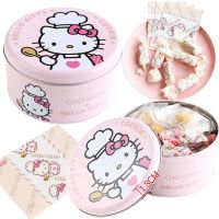 Kawaii Hellokitty Tin Box Cartoon Sanrioed Kt Cat Cookie Candy Iron Boxes 50 Sheets Hello Kitty Nougat Paper Sugar Candy Wrapper Storage Boxes