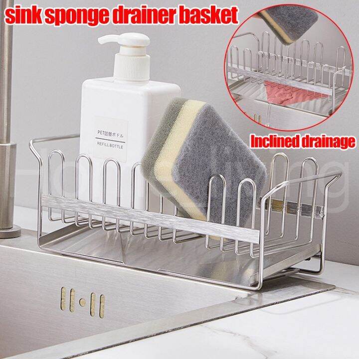 Kitchen Sink Countertop Storage Rack 304 Stainless Steel Sponge