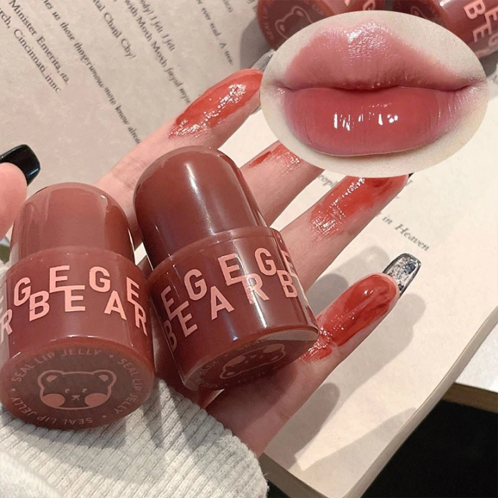 gege-เครื่องสำอางเกาหลีลิปสติกให้ความชุ่มชื่นเจลลี่ริมฝีปากหวานติดทนลิปเคลือบริมฝีปากกระจกหมี