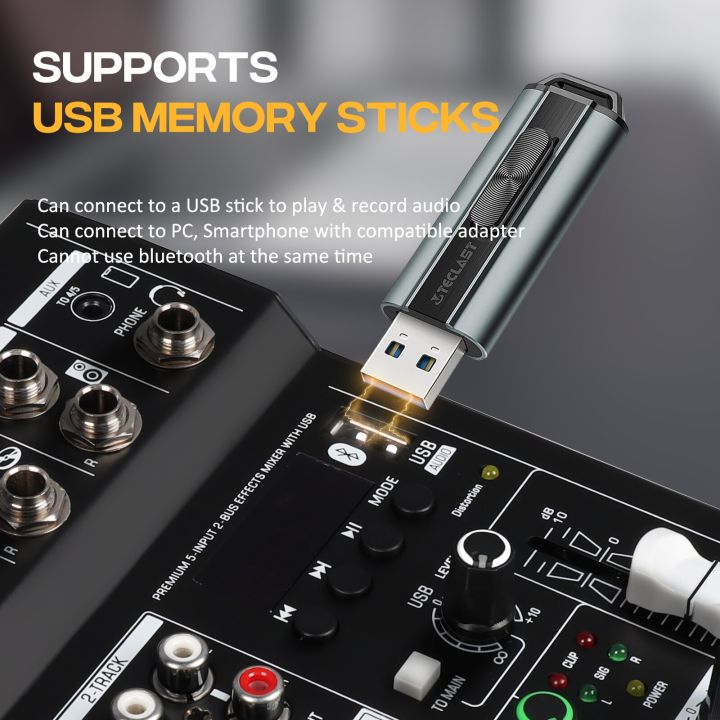 เครื่องผสมสัญญาณเสียงพร้อมไมโครโฟนไร้สาย-g-mark-studio-4-bluetooth-dj-console-48v-phantom-power-usb-interface-สำหรับการบันทึก