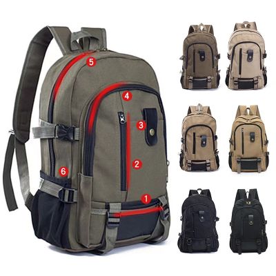 【CC】 Men Tactical Militari Mountaineering Canvas Large Capacity Backpacks Outdoor Camping Computer