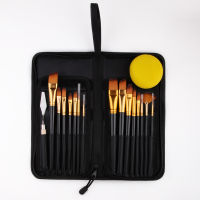 Eval 17Pcs Artist Paint Brush Set With Carrying Black Case Paint Sponge for Watercolor Brush Oil Acrylic Drawing Painting