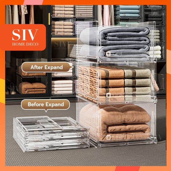 Siv Stackable Clothes Organizer Foldable Closet Drawer Plastic Wardrobe