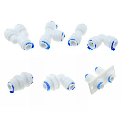 【YF】❈  Reverse Osmosis Coupling 1/4 3/8 Hose Connection Tee Y 2 Way Elbow Straight RO Plastic Pipe Fitting