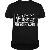 ราคาถูกRock และ Roll All Nite Kiss Band คนแขนสั้น Tee Shirt Modal ผู้ชายแฟชั่นฤดูร้อนขายร้อน O-Neck Clic เสื้อยืดS-5XL