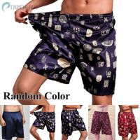 COD SDFGERGERTER Shorts Mens Silk Satin Pajamas Sleep Bottoms Printed Emulation Silk Night Casual Lounge Pyjamas