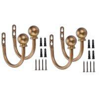 Set of 4 Metal Decorative Curtain Holdbacks, Wall Mounted Window Drapery Tiebacks for Bedroom, with Screws, Bronze