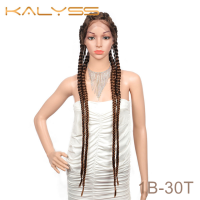 Kalyss 31 Extra Long 100% Hand Braided 360 Swiss Lace Front Double Dutch Braided Wigs with Baby Hair for Women Twisted Wig Gift ของขวัญ