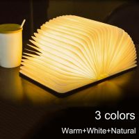 ☒﹊► Portable 5 Colors 3D Creative LED Book Night Light Wooden 5V USB Rechargeable Magnetic Foldable Desk Table Lamp Home Decoration