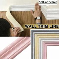Self-adhesive Foam 3D Wall Sticker Door Frame Strip Band Wall Decoration Waist Line Wallpaper Skirting