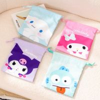 น่ารัก Kuromi Melody ของฉัน Cinnamoroll Hangyodon ถุง Drawstring น่ารักสไตล์ญี่ปุ่นอะนิเมะเครื่องสำอางถุงเก็บกระเป๋าเงินเหรียญสาว