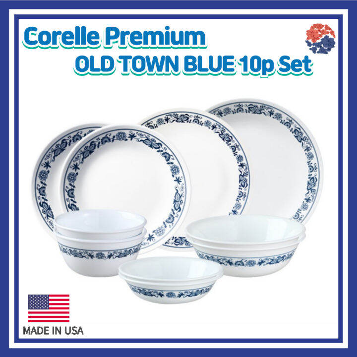 Corelle Premium OLD TOWN BLUE 10p Set/Corelle USA set/Plate Set