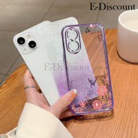 เคสโทรศัพท์ใหม่สำหรับ OPPO A17 ฝาครอบนิ่มแฟชั่นใสลายผีเสื้อดอกไม้เคลือบกากเพชรป้องกันการตกหล่นสำหรับเคส OPPO A17