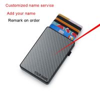 2022 New Wallet Cards Holder Carbon Fiber Card Holder Wallet Men &amp; Women Automatic RFID Credit Card Holder Case for 6 Bank Cards Card Holders
