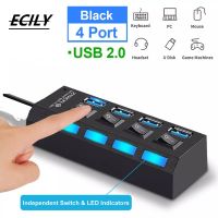 ECILY USB 2.0 Hub USB Hub 2.0 Multi USB Splitter Hub ใช้อะแดปเตอร์ไฟ4พอร์ตหลาย Expander 2.0 USB 3.0 Hub พร้อมสวิตช์สำหรับ PC