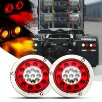 4Inch Round 19LED Truck Trailer Lorry Brake Stop Turn Tail Light Chrome Ring 12/24V