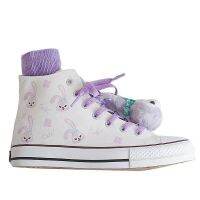 Slalou High-Top Hand-Painted Change Purple Graffiti Cute Flat Womens Canvas Womens White Shoes